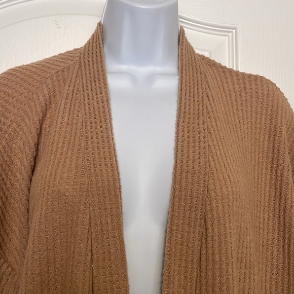Lush Womens Waffle Brushed Open Front Balloon Sleeve Sweater Cardigan Size Small - Picture 3 of 8